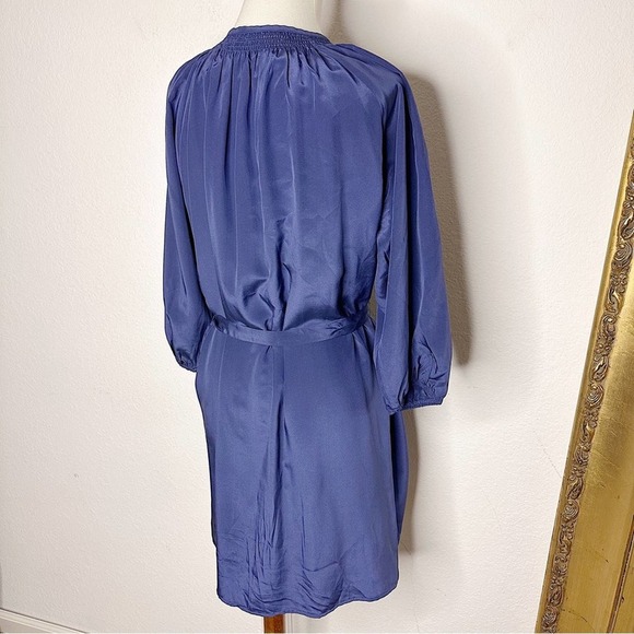 Tucker Classic Navy Blue Silk Tie Waist Elasticated Neckline Dress Size Medium - Picture 6 of 10